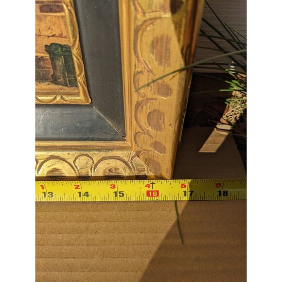 'The Old Temple' By Hubert Robert Gold Framed Oil Painting Reproduction Vtg 1787 - Picture 5 of 6